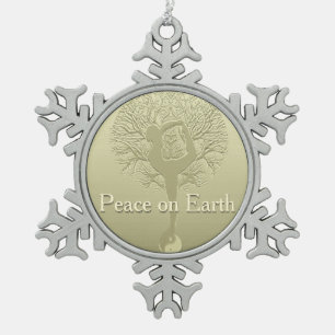 Ornement Flocon De Neige Paix sur l'arbre de yoga de la terre