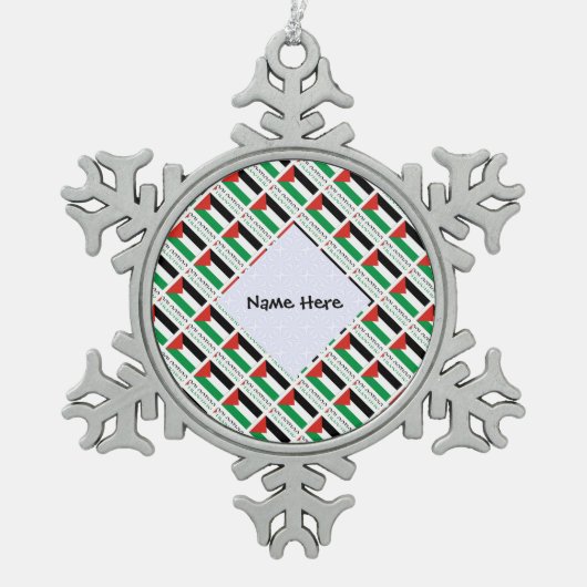 Ornement Flocon De Neige Palestine Drapeau palestinien en noir (Devant)