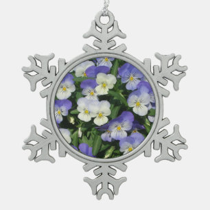 Ornement Flocon De Neige Pansies violettes Jardin Floral