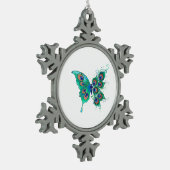 Ornement Flocon De Neige Papillon aux plumes de paon vert (Gauche)