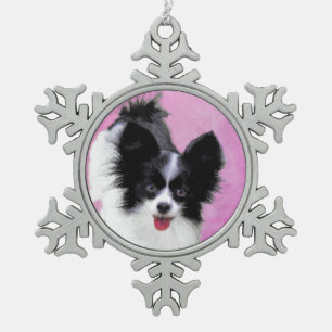 Ornement Flocon De Neige Papillon (blanc et noir) Peinture - Chien Art