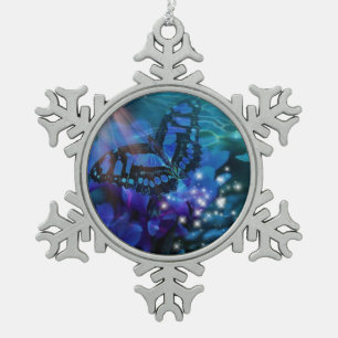 Ornement Flocon De Neige Papillon Bleu Magique