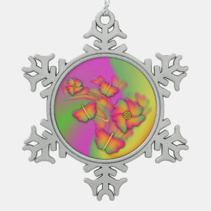 Ornement Flocon De Neige Papillons & Fleurs