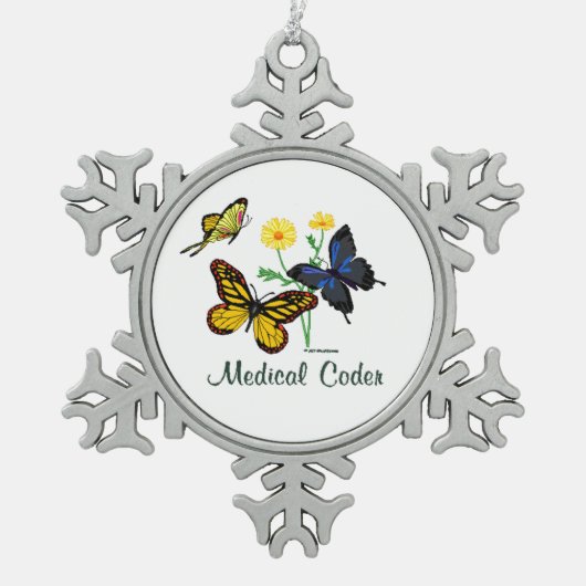 Ornement Flocon De Neige Papillons Médicale de codeur (Devant)