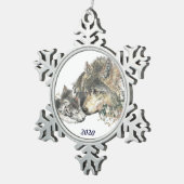 Ornement Flocon De Neige Parent Donné Mère ou Père Wolf avec Cubs Art (Vue impression)