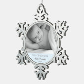 Ornement Flocon De Neige Parents 1er Noël Bébé Garçon Son Nom Photo (Vue impression)