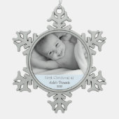 Ornement Flocon De Neige Parents 1er Noël Bébé Garçon Son Nom Photo (Devant)