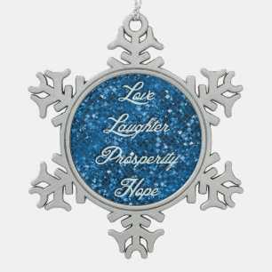 Ornement Flocon De Neige Parties scintillant Bleue voeux Noël Flocon de nei