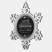 Ornement Flocon De Neige Parties scintillant d'argent 10e anniversaire Mari (Vue impression)