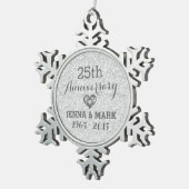 Ornement Flocon De Neige Parties scintillant d'argent 25e anniversaire Mari (Vue impression)