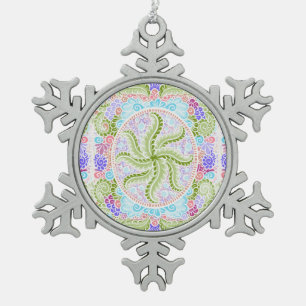 Ornement Flocon De Neige Pastel Nature Mandala Art
