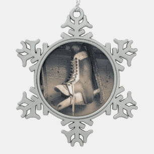 Ornement Flocon De Neige Patin vintage d'hockey