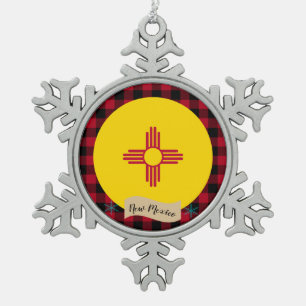Ornement Flocon De Neige Patriotique Nouveau-Mexique, plaid, Nouveau drapea