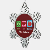 Ornement Flocon De Neige Peace Love Enseignant Cute Custom Enseignant (Vue impression)