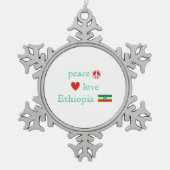Ornement Flocon De Neige Peace Love Ethiopie Coeur Drapeau éthiopien (Devant)