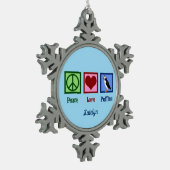 Ornement Flocon De Neige Peace Love Puffins Cute Custom Blue Puffin (Gauche)