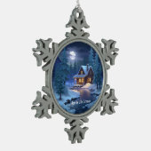 Ornement Flocon De Neige Peaceful Cabin in Winter Forest (Gauche)