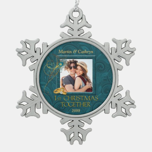 Ornement Flocon De Neige Peacock 1er Noël Ensemble Photo (Devant)