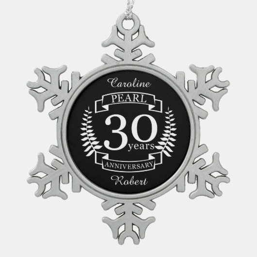 Ornement Flocon De Neige Pearl 30e anniversaire du mariage 30 ans (Devant)