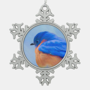 Ornement Flocon De Neige Peinture Bluebird - Art Original d'Oiseau