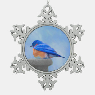 Ornement Flocon De Neige Peinture Bluebird - Art original pour oiseaux