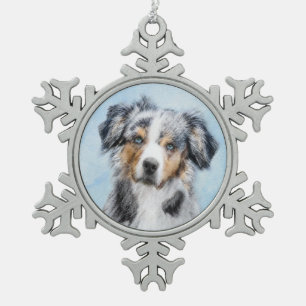 Ornement Flocon De Neige Peinture de berger américaine miniature - Chien Ar
