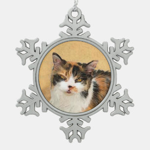 Ornement Flocon De Neige Peinture de chat Calico - Cute Original Cat Art