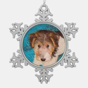 Ornement Flocon De Neige Peinture de chiot Terrier Fox - Art de chien origi