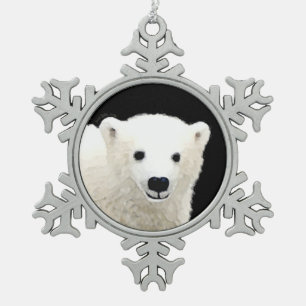 Ornement Flocon De Neige Peinture de l'ours polaire - Art original de la fa