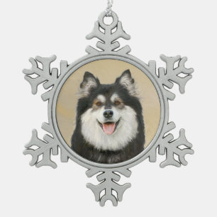 Ornement Flocon De Neige Peinture Lapphund Finlandaise - Joli art original