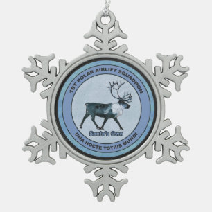 Ornement Flocon De Neige Père Noël 1er Polar Airlift Sqdn - Subduit