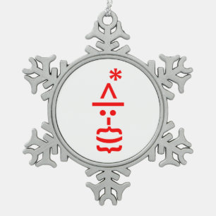 Ornement Flocon De Neige Père Noël avec Barbe Émoticône de Noël