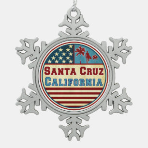 Ornement Flocon De Neige Père Noël Cruz California Ocean Surf Surfing