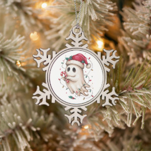 Ornement Flocon De Neige Père Noël Fantôme de Noël Chapeau Bonbon Canne Lum