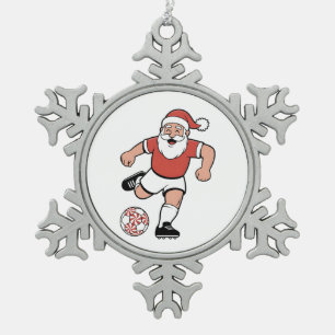 Ornement Flocon De Neige Père Noël Jouer au football Joueur de Noël Sport