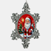 Ornement Flocon De Neige Père Noël joyeux avec Noël enneigé (Gauche)