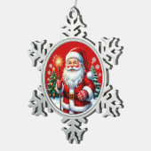 Ornement Flocon De Neige Père Noël joyeux avec Noël enneigé (Vue impression)