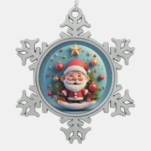 Ornement Flocon De Neige Père Noël joyeux avec Noël enneigé