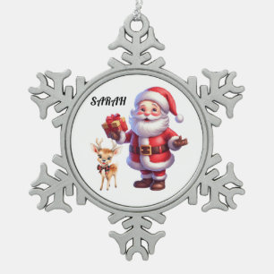 ORNEMENT FLOCON DE NEIGE PÈRE NOËL & REINDEER SNOWFLAKE ORNAMENT