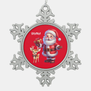 ORNEMENT FLOCON DE NEIGE PÈRE NOËL & REINDEER SNOWFLAKE ORNAMENT