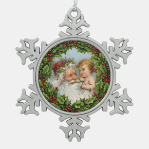 Ornement Flocon De Neige Père Noël vintage et Noël du bébé
