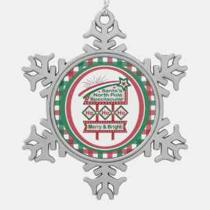 Ornement Flocon De Neige Père Noël's Retro Marquee - Ho Ho Ho Joyeux et lum