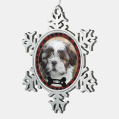 Ornement Flocon De Neige Personalized Pet Photo Red Plaid Elegant (Vue impression)