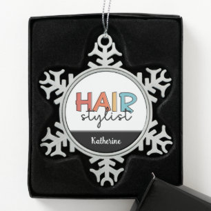 Ornement Flocon De Neige Personnalisé Hair Styliste Retro Coiffeur Cadeau