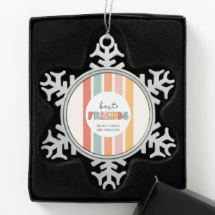 Ornement Flocon De Neige Personnalisé Retro Meilleurs Amis BFFs Mete Bestie