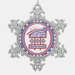 Ornement Flocon De Neige Personnalisé USA 250–Marquise Rétro Patriotique