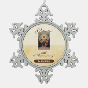 Ornement Flocon De Neige Personnaliser, 10e anniversaire d'ordination Anges