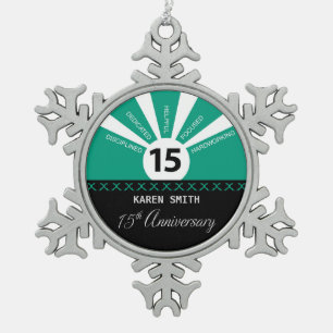 Ornement Flocon De Neige Personnaliser, 15e anniversaire d'entreprise de l'