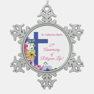 Ornement Flocon De Neige Personnaliser, 25e anniversaire Nun vie religieuse