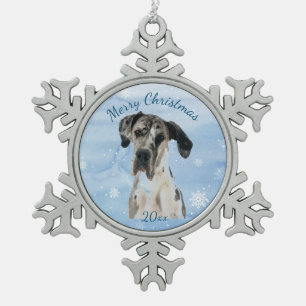 Ornement Flocon De Neige Personnaliser Daté Noël Grand chien Danse animal